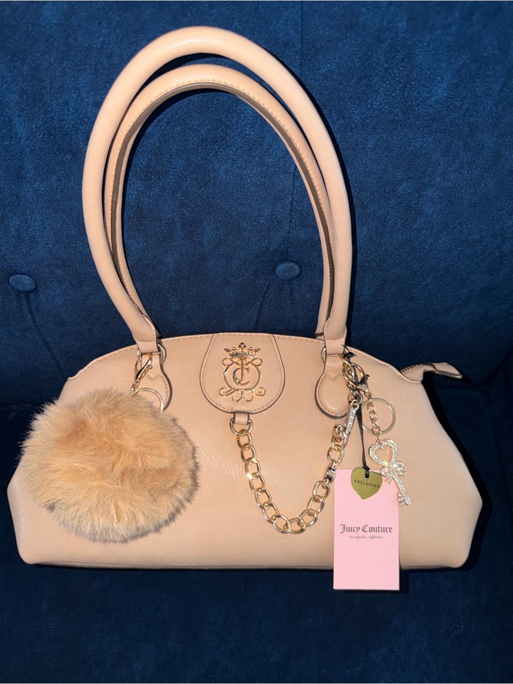 Juicy Couture Pale Pink Dome Satchel with Gold Hardware